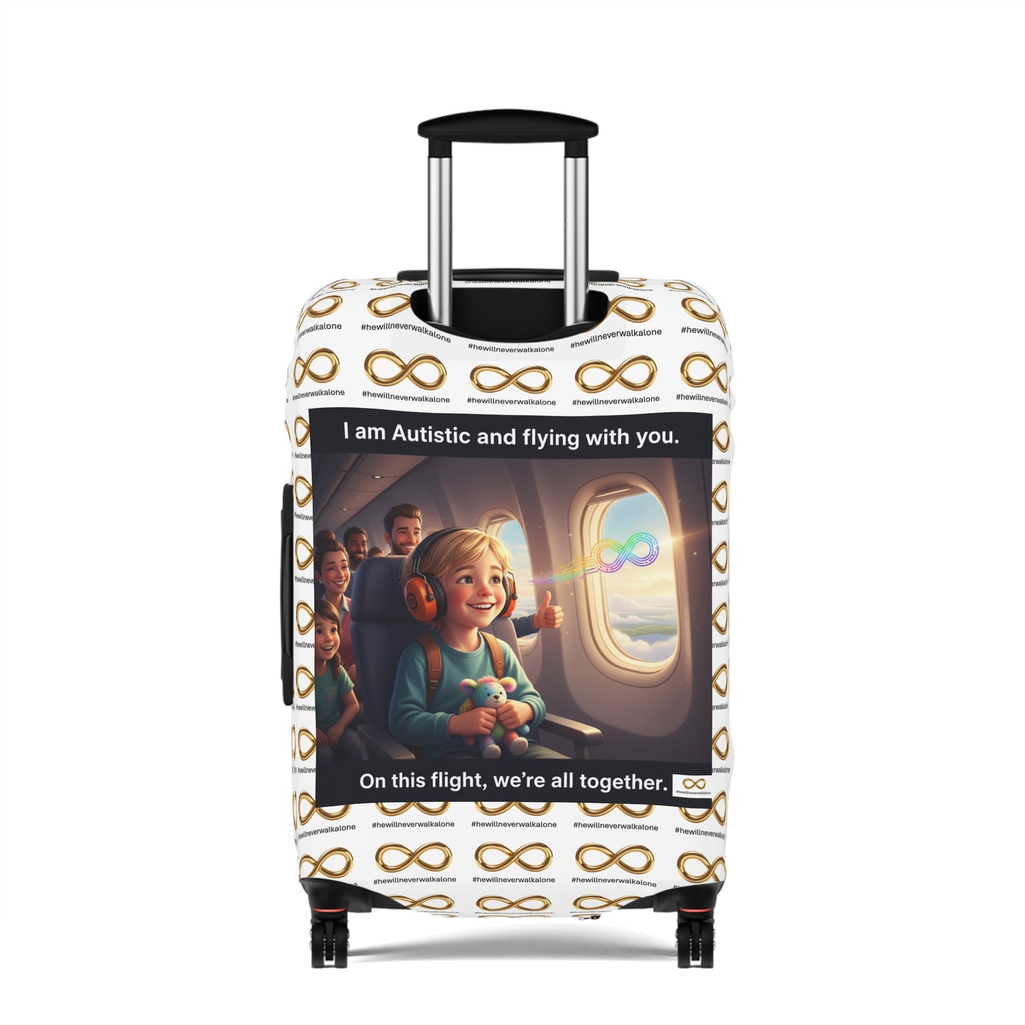 Autistic Pride Luggage Cover | Cute Travel Accessory, Wheelie Case Protector, Gift for Travelers, Autism Awareness, Flying Together Design