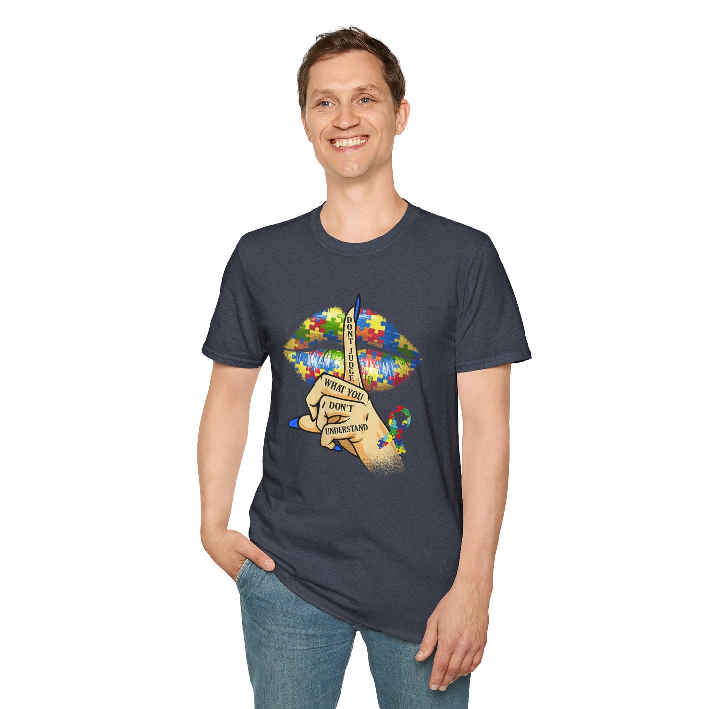 Autism Awareness T-Shirt — Puzzle Lips "What You Don’t Understand" Design
