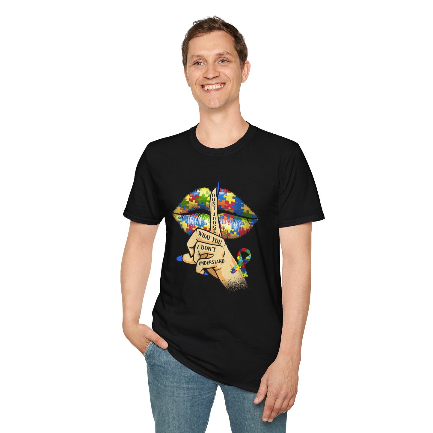 Autism Awareness T-Shirt — Puzzle Lips "What You Don’t Understand" Design