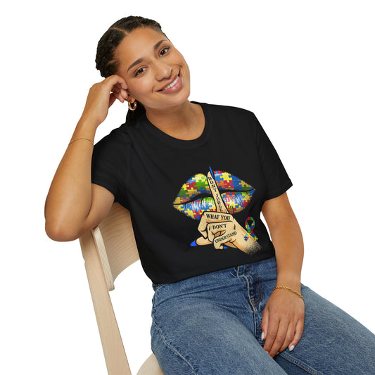 Autism Awareness T-Shirt — Puzzle Lips "What You Don’t Understand" Design