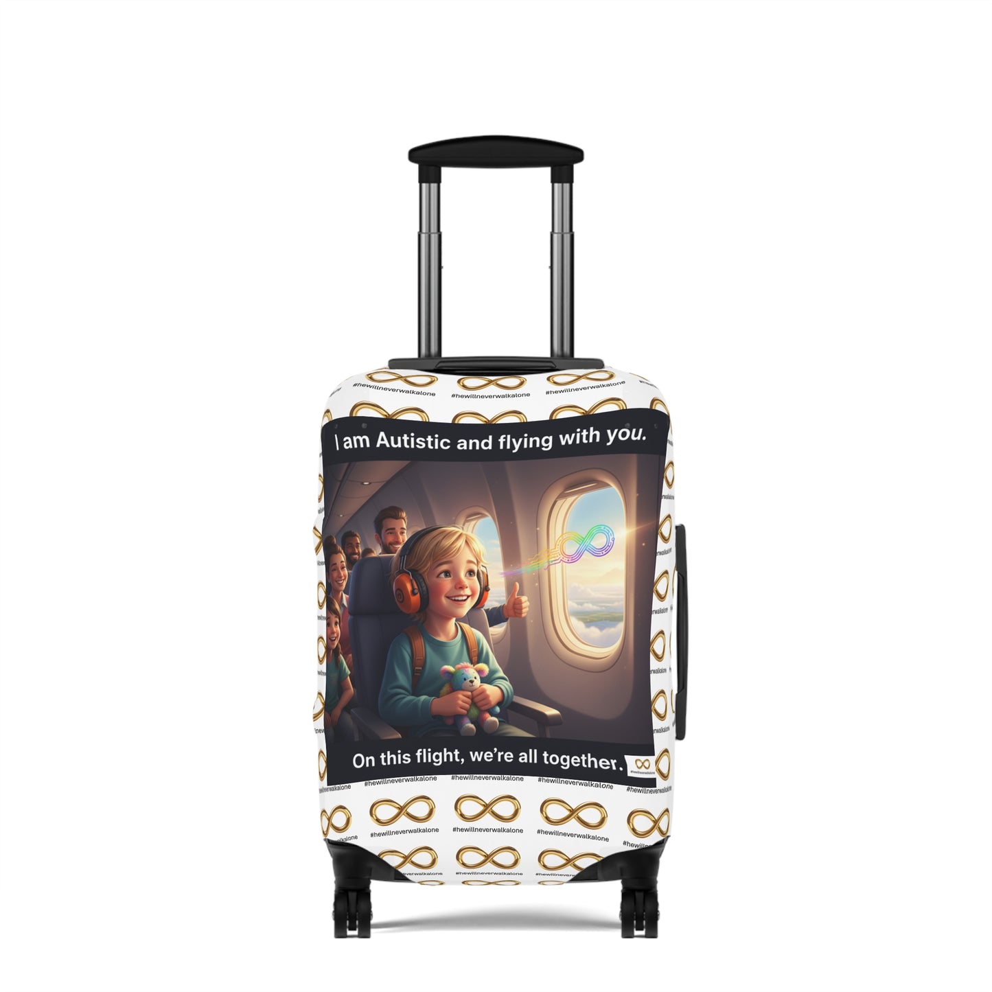 Autistic Pride Luggage Cover | Cute Travel Accessory, Wheelie Case Protector, Gift for Travelers, Autism Awareness, Flying Together Design